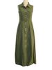 Women's Casual Solid Color Button Down Collar Sleeveless Midi Dress - Versatile Office & Summer Wear_ecoleips.com