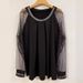 Women's Rhinestone Sleeve Mesh Highlight Top/T-Shirt_ecoleips.com