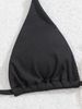 Black Ribbed Triangle String Bikini Set Women Halter Tie Side High Cut Thong Bikini 2 Piece Summer Beach Swimwear_ecoleips.com