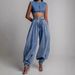 Women's High Waist Zip Ankle Jeans - Retro Relaxed Fit Casual Pants With Elastic Cuffs_ecoleips.com