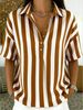 Summer Striped Shirt For Women Casual Fashion Short Sleeve With Collar_ecoleips.com