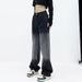 Pear-shaped Body Black Gradient Jeans Women Autumn Winter New Fat Sister Mm High Waist Slimming Straight-leg Wide Leg_ecoleips.com