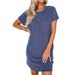 Women Casual Contrast Color Twist Stripe Short Sleeve Dress With Pockets Loose Daily Wear Outfit_ecoleips.com