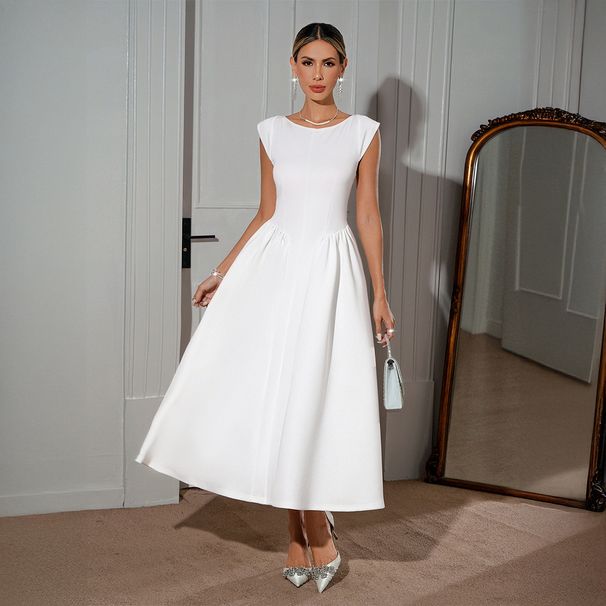 Cross-border European And American French Elegant Style Solid Color High-end Long Dress Women's Clothing 2025_ecoleips.com