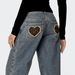 Women's Low Waist Wide Leg Jeans – Heart & Leopard Print, Vintage Blue, Casual Straight Fit (S-XL)_ecoleips.com