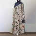 In Stock Cross-Border Muslim Middle Eastern Patchwork Robe Plus Size Women's Cotton Simple Sleeve Floral Long Dress_ecoleips.com