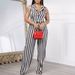 Women's Clothing Fashion Casual Black And White Striped Vest Shirt High Waist Wide Leg Pants Suit_ecoleips.com