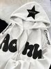 Women's Half-Zip Hoodie - Oversized Pullover Sweatshirt With Hood, Long Sleeve Casual Streetwear For Fall & Winter (Rose Red/White)_ecoleips.com