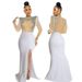 Women's Clothing New Sexy Perspective Mesh Hot Diamond Slim Slit Dress_ecoleips.com