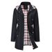 Water-Resistant Hooded Trench Coat – Lightweight Longline Jacket With Plaid Lining (S-XXL, White/Red/Black/Purple)_ecoleips.com