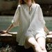 Relaxed Summer/Lazy Casual Style Full Linen Silhouette Shirt/Shorts Set_ecoleips.com