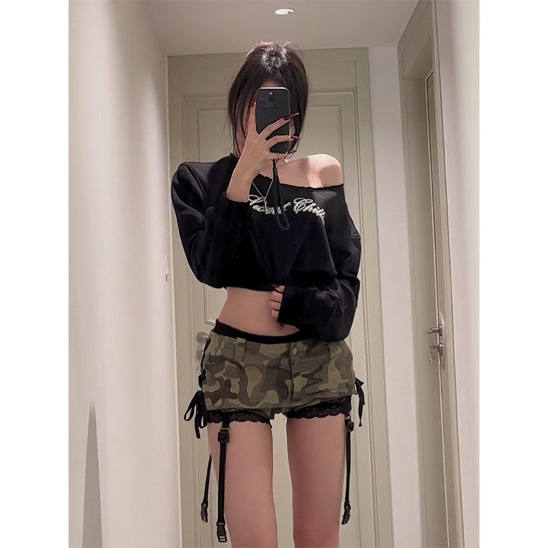 Y2K Millennial Low Waisted Camouflage Midi Skirt for Women Sexy Bodycon Mini Skirt American High Street Design Summer 2026_ecoleips.com