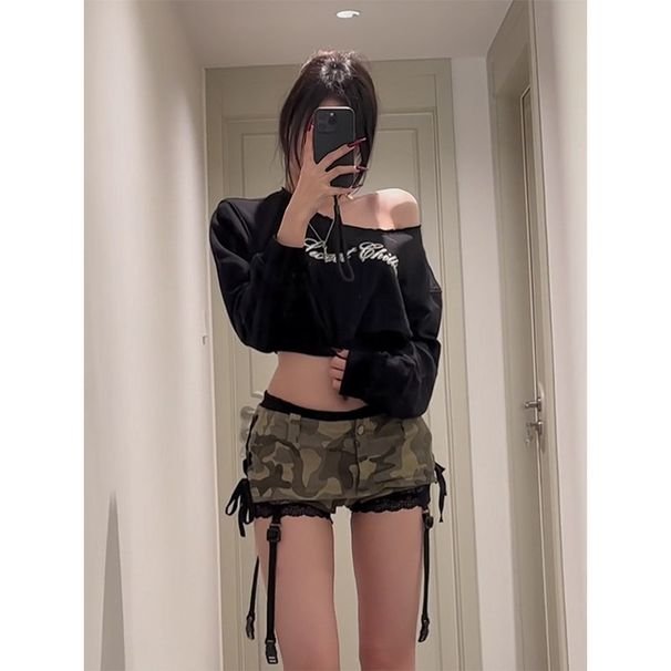 Y2K Millennial Low Waisted Camouflage Midi Skirt for Women Sexy Bodycon Mini Skirt American High Street Design Summer 2026_ecoleips.com