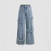 Women's Clothing Hot Girl Collage Bow Jeans Women's Straight Pants Loose Trousers Ins Style_ecoleips.com