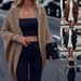 Women's Elegant Batwing Sleeve Knit Cardigan – Soft Polyester Blend Oversized Open Front Long Sleeve Fall Winter Coat Casual Chic Layering Piece_ecoleips.com