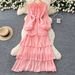 Elegant French Floral Lace Trim Wrap Dress With Lantern Sleeves & Peplum Hem For Women – Plus Size Available_ecoleips.com