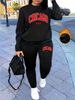 Women's Autumn And Winter Hip-hop Casual Street CHICAGO USA Letter Printed Round Neck Sweatshirt+sweatpants Set-521_ecoleips.com
