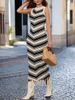 Striped Knit Maxi Dress Women's Fitted Tassel Dress American Style Summer Vacation New Design_ecoleips.com