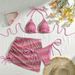 Elegant Gradient Embroidered Bikini Set - Sexy & Stylish Swimwear For Women, Trianglar Top & High-Waisted Bottom_ecoleips.com