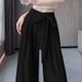 Suitable For All Seasons White Cotton Linen Wide-Leg For Women, Summer Thin High-Waist Loose Draped Straight-Leg Floor-Length Yamamoto Pants_ecoleips.com