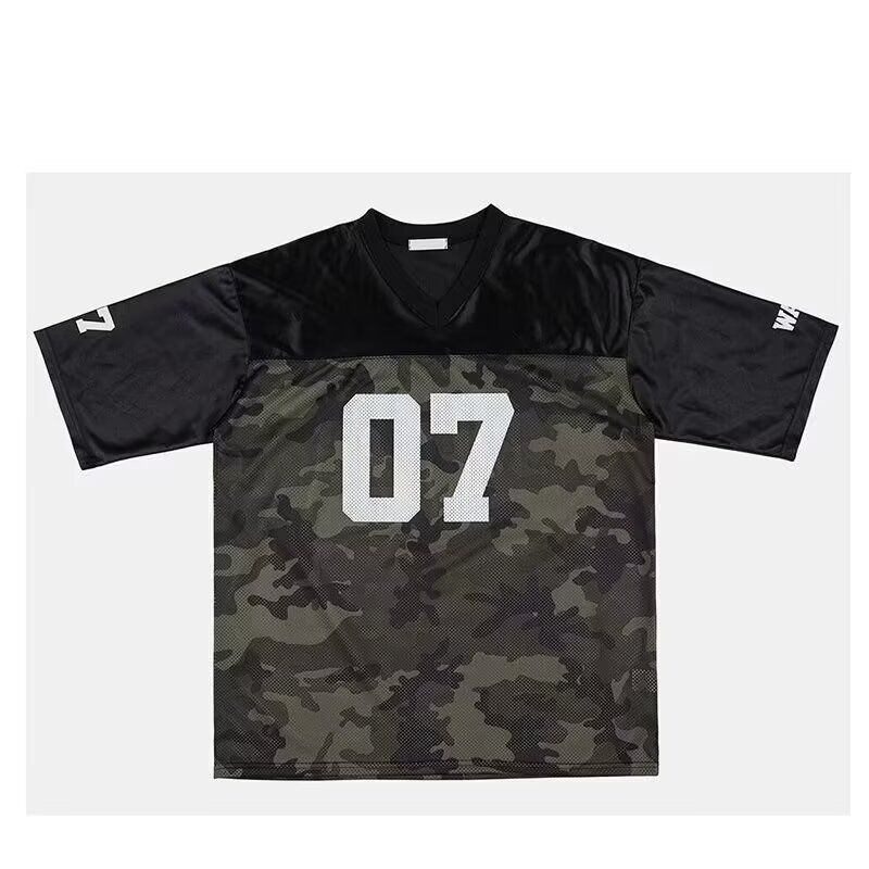 Vintage Football Jersey Men's Short Sleeve T-Shirt - Breathable Mesh, Quick-Dry, V-Neck Design For Summer Sports_ecoleips.com