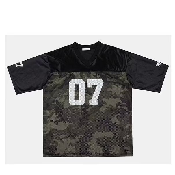Vintage Football Jersey Men's Short Sleeve T-Shirt - Breathable Mesh, Quick-Dry, V-Neck Design For Summer Sports_ecoleips.com