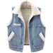 Autumn And Winter Lamb Wool Plus Velvet Thickened Patch Denim Vest Women's Loose Korean Cotton Vest Waistcoat Jacket_ecoleips.com