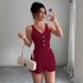 Summer New Arrival Women's Two Piece Set Solid Color Sleeveless Slim Fit Vest High Waisted Shorts_ecoleips.com