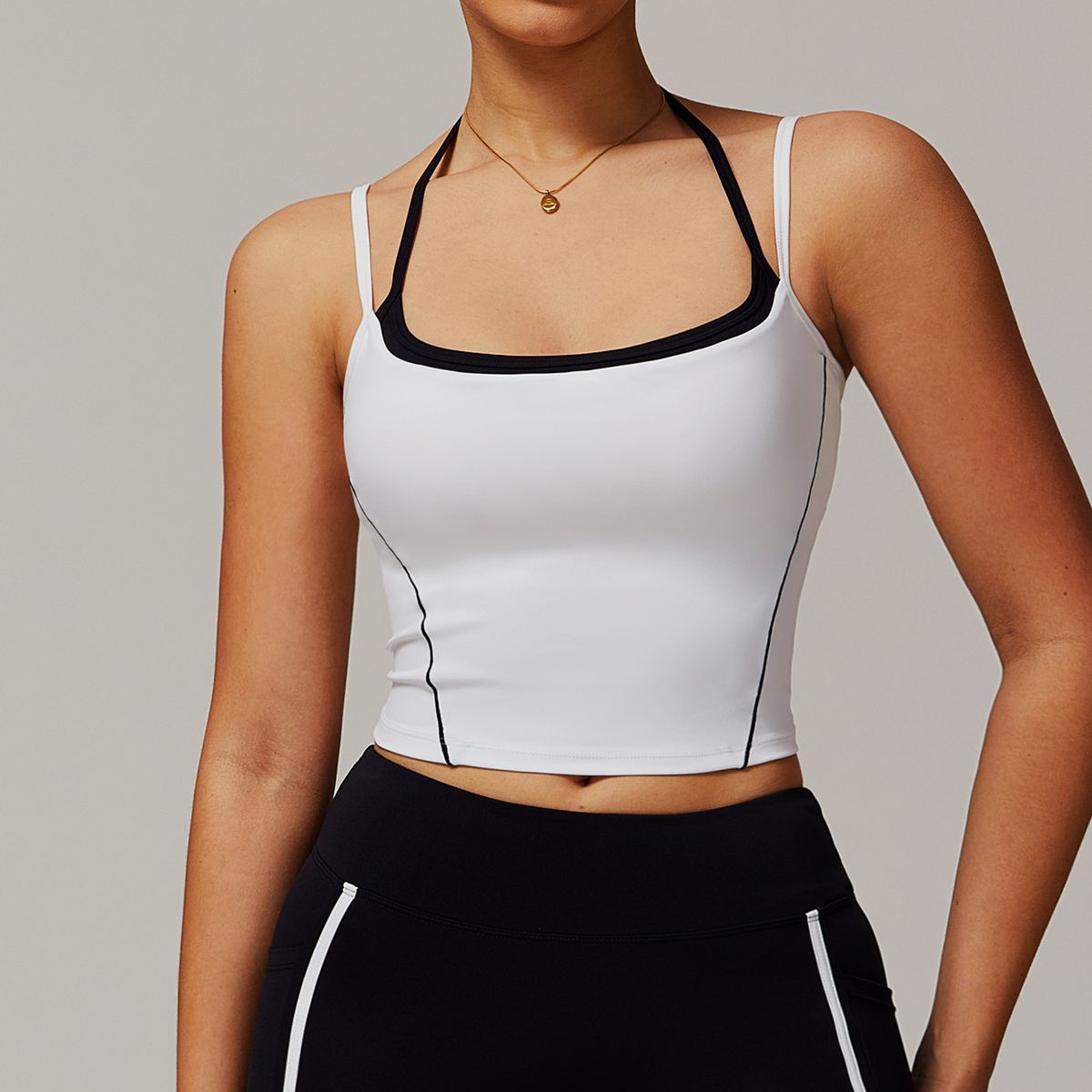 Women's Clothing Two Piece Halter Neck Beautiful Back Yoga Vest High Intensity Running Sports Fitness Nude Sling Underwear_ecoleips.com