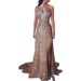 European And American Summer Halter Dress Banquet Temperament Sexy One-Shoulder Bronzing Long Evening Dress For Women_ecoleips.com