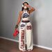 Women's Hip Hop Sportswear Set Sexy American Style Printed Vest Wide Leg Pants Casual Versatile Everyday Street Outfit For Spring/Autumn Summer_ecoleips.com