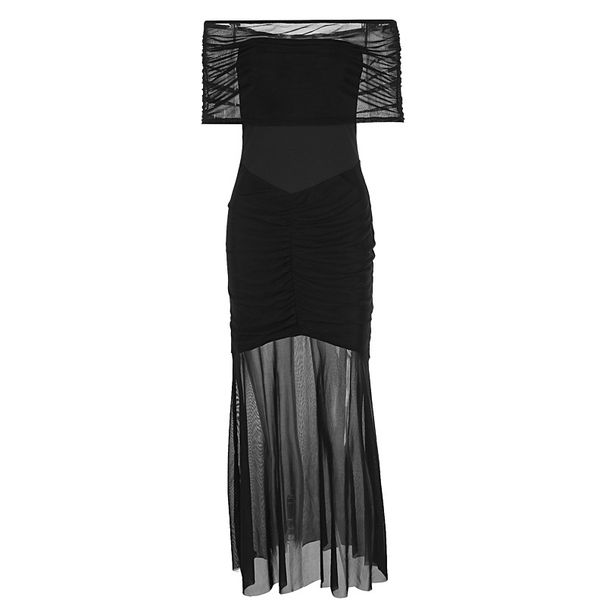 Women's Clothing Autumn New Style Tube Top Pleated Mesh Splicing Slim Temperament Dress Two Piece Suit_ecoleips.com