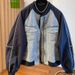 Women's Clothing Baseball Jacket Tops Niche Design Loose Stand Up Collar Exposed Line Denim Patchwork Jacket_ecoleips.com