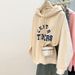 real Shot Pink Sweatshirt For Women, New Spring And Autumn Thin Hoodie, Loose Korean Style Long-sleeve_ecoleips.com