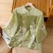 Spring/Summer Heavy-Duty Embroidered Shirt For Women, Featuring A New Chinese-Style Design With A Vertical Collar, Diago_ecoleips.com