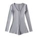 Women's American Style Long Sleeved Jumpsuit Hot Girl Fitness Cycling Outfit Versatile High Waisted Slimming Casual Shorts Spring Autumn_ecoleips.com