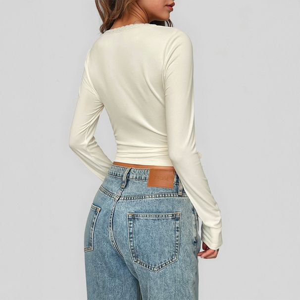 DiYun European And American Y2K Hot Girl Style Fashion Lace Long Sleeve Top T-shirt Women's Clothing 2025 Autumn/Winter_ecoleips.com