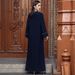 Women's Clothing Navy Blue V Neck Retro Dress_ecoleips.com