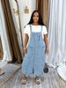 Women's Denim Overalls Dress Single Row Button Knee-Length Strap Jumpsuit Casual A-Line Jumper For Summer_ecoleips.com