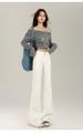 Women's Clothing Korean Style Fleece Lined Wide Leg Flared Jeans Versatile Denim Classic Hot Style For Autumn Winter Regular Fit Solid_ecoleips.com