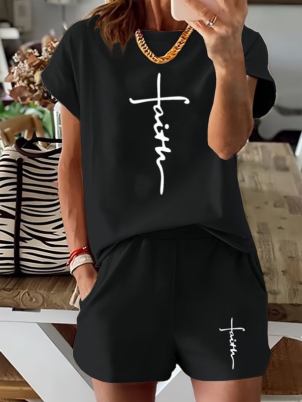 Women’s 2 Piece Outfit Set – Oversized Graphic T-Shirt And Biker Shorts Matching Set, Casual Summer Lounge Tracksuit For Daily Wear-305_ecoleips.com