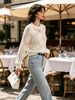 Openwork Textured Round Neck Long Sleeve Knit Top_ecoleips.com