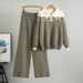 Women's Clothing Striped Sweater Suit Spring New Loose Fashion Casual Wide Leg Pants Knitted Two Piece Suit_ecoleips.com