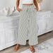 Women's Stripe Print Straight Leg Trousers, Mid-Rise Pleated Wide Leg Pants With Tie Waist, Elegant Casual Palazzo Pants For Office & Daily Wear_ecoleips.com