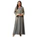 Women's Clothing Golden Light Cotton Women's Elegant Long Skirt Long Sleeve Round Neck Robe Dress_ecoleips.com