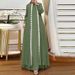 Women's Clothing New Middle Eastern Muslim Fashion Elegant Solid Color Loose Long Sleeved Lace Cardigan Robe Dress_ecoleips.com