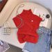 Women’s Clothing Design sense half turtleneck knitted T shirt short hollow T shirt Internet celebrity hot gray short sleeved top is super good looking_ecoleips.com