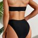 New European And American Split Strapless Bikini Solid Color Sexy Women's Swimsuit Black Swimsuit_ecoleips.com