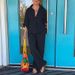 Women's Clothing Solid Color Suit Loose Lapel Shirt Split Wide Leg Pants Casual Commuting Women's Two Piece Suit_ecoleips.com