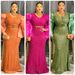 Women's Clothing Spring New V Neck Dress, Gold Fitted Waist, Puffy Sleeves, Courtly Retro Style, Elegant Long Evening Gown_ecoleips.com